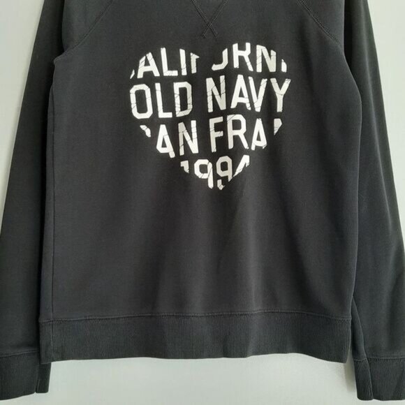 OLD NAVY | Heart Graphic Crewneck Sweatshirt B&W Sz S Flawed - Picture 4 of 9